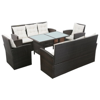 Set mobilier de gradina, 5 piese, vidaXL, Maro, 120 x 70 x 66 cm, Ratan Set mobilier de gradina, 5 piese, vidaXL, Maro, 120 x 70 x 66 cm, Ratan