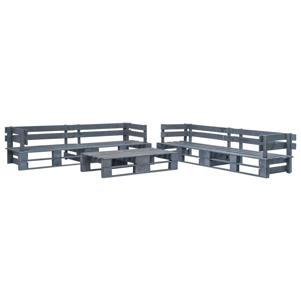 Set mobilier de gradina, 6 piese, din paleti, vidaXL, Gri, 220 x 66 x 55 cm