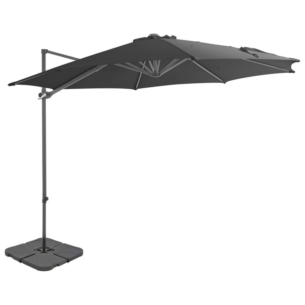 Umbrela de gradina/terasa, baza portabila, vidaXL, otel, 3 x 2,5 m, Gri