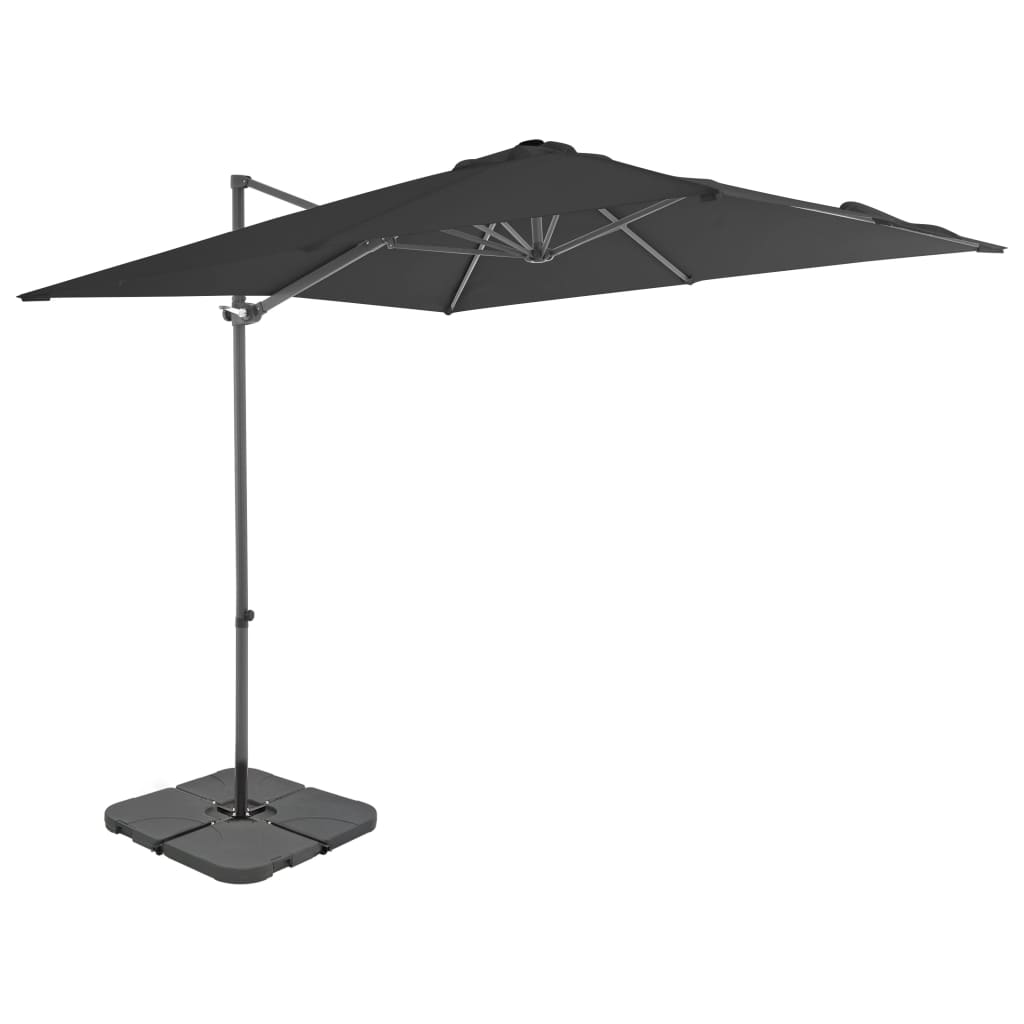 Umbrela de gradina/terasa, baza portabila, vidaXL, otel, 2,5 x 2,5 m, Gri