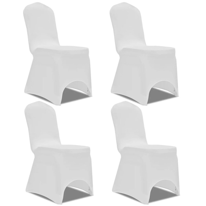 Покривни калъфи за столове vidaXL, 4 бр, еластични, бели