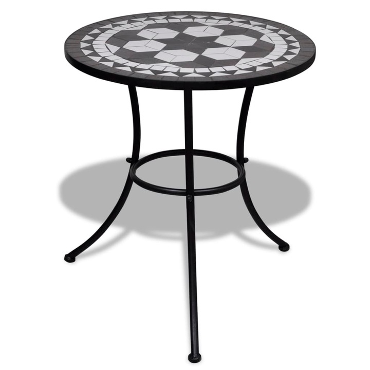 vidaXL fekete és fehér mozaik bisztró asztal 60 cm 41532