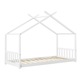 Pat pentru copii Keira design casuta, en.casa, 206 x 98 x 158 cm, lemn brad, alb mat, fara saltea, pentru 1 persoana