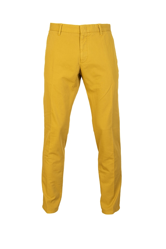 Pantaloni Stansfield casual galbeni cu cusatura