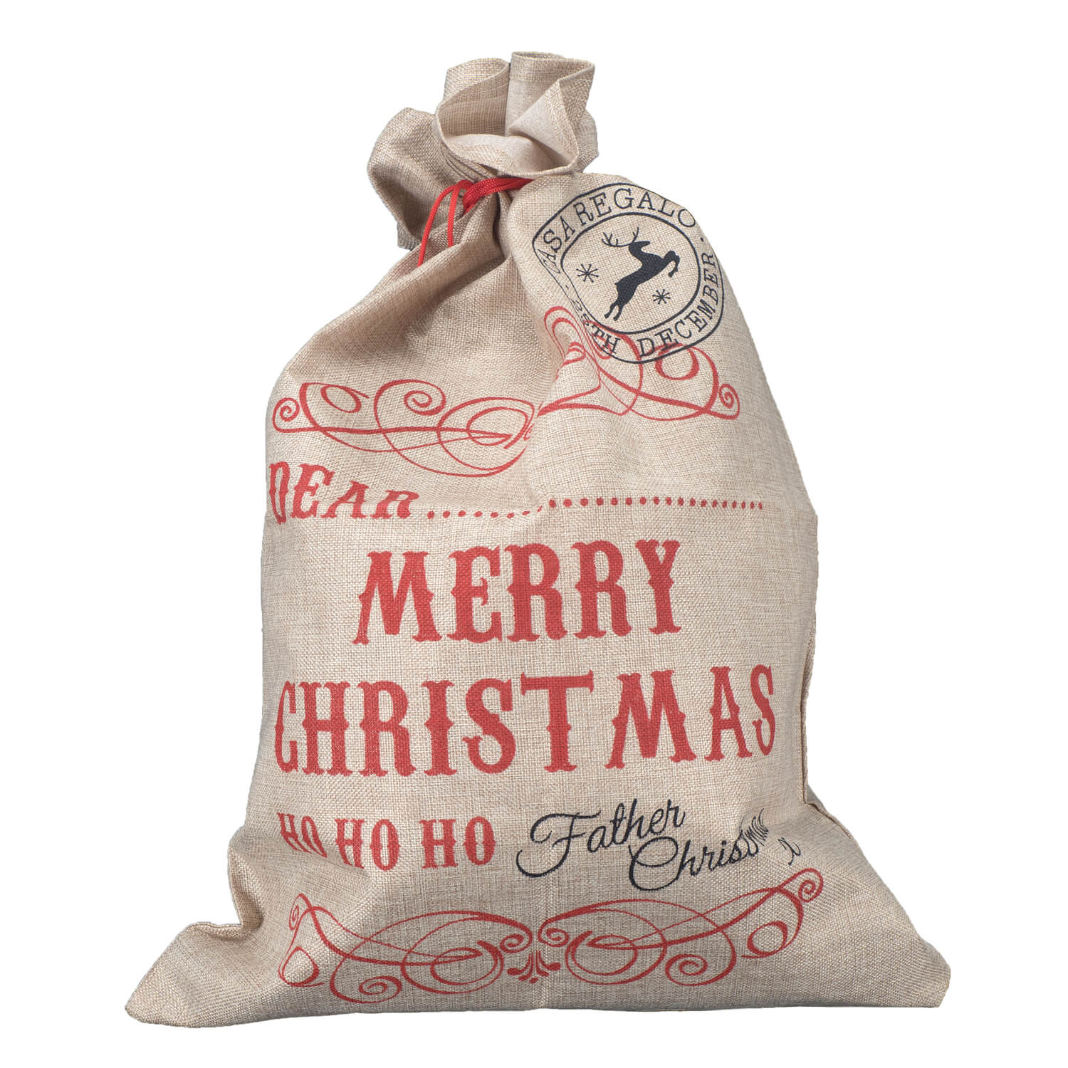 Saculet Santa bag Holly Canvas 