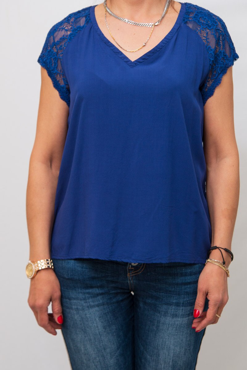 Tricou cu dantela Sisters Point,albastru,42