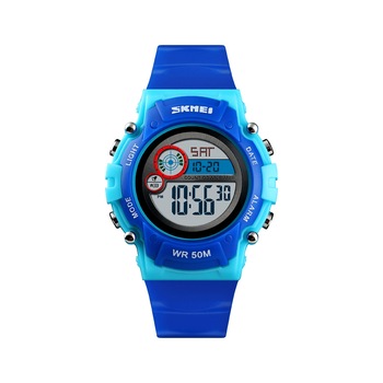 Ceas de copii sport SKMEI 1477 waterproof 5ATM dual time cu alarma, data si iluminare cadran, albastru Ceas de copii sport SKMEI 1477 waterproof 5ATM dual time cu alarma, data si iluminare cadran, albastru