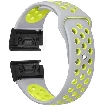 Curea ceas Smartwatch Garmin Fenix 3 / Fenix 5X, 26 mm iUni Silicon Sport Gri-Galben Curea ceas Smartwatch Garmin Fenix 3 / Fenix 5X, 26 mm iUni Silicon Sport Gri-Galben