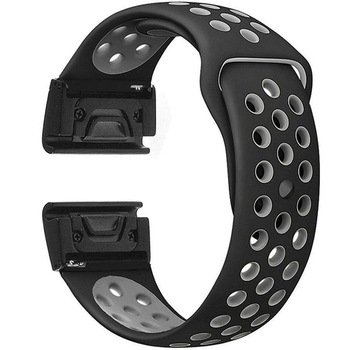 Curea ceas Smartwatch Garmin Fenix 5, 22 mm iUni Silicon Sport Negru-Gri Curea ceas Smartwatch Garmin Fenix 5, 22 mm iUni Silicon Sport Negru-Gri