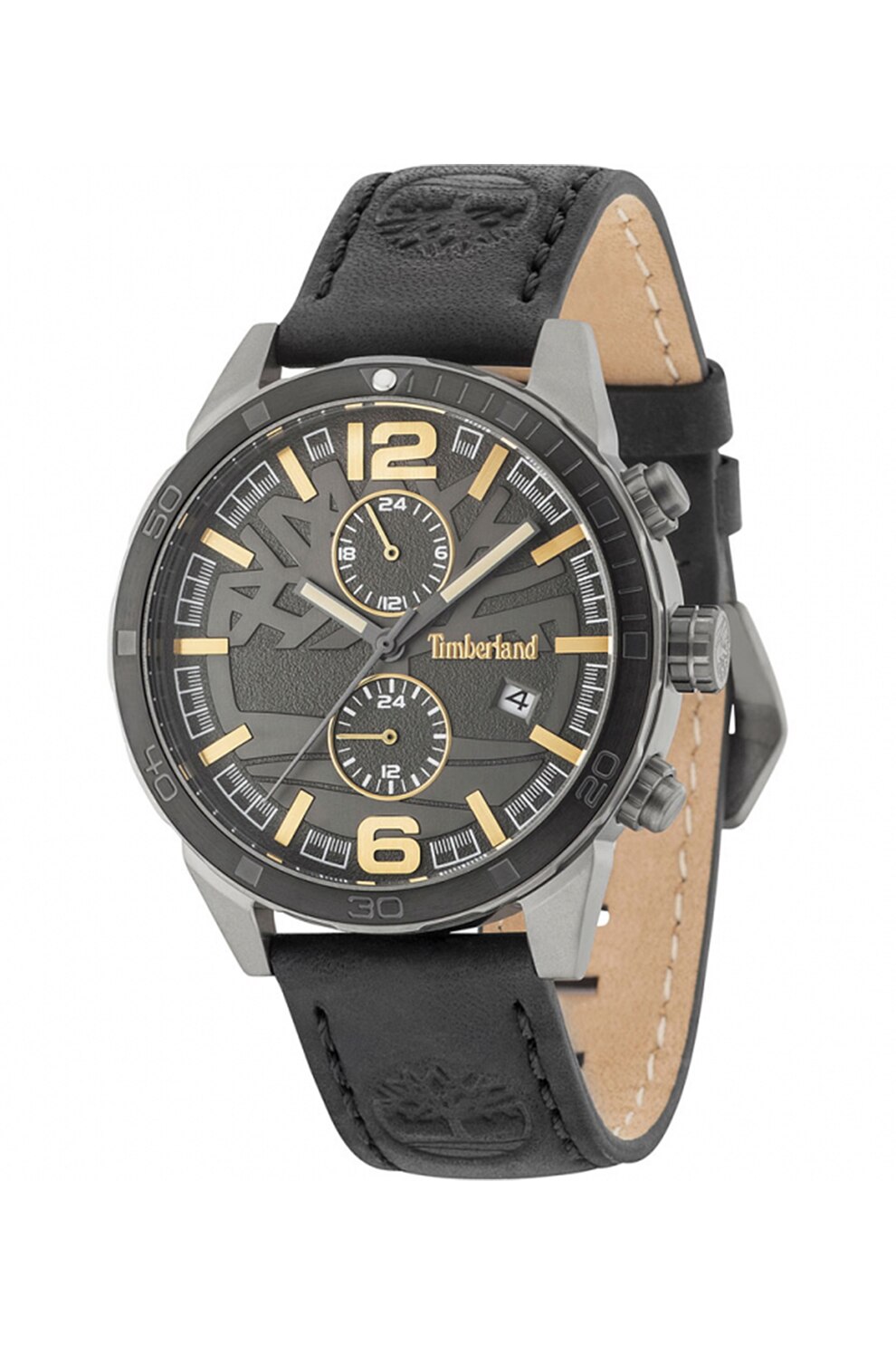 Timberland, Ceas cronograf, cu o curea de piele Sagamore, Negru
