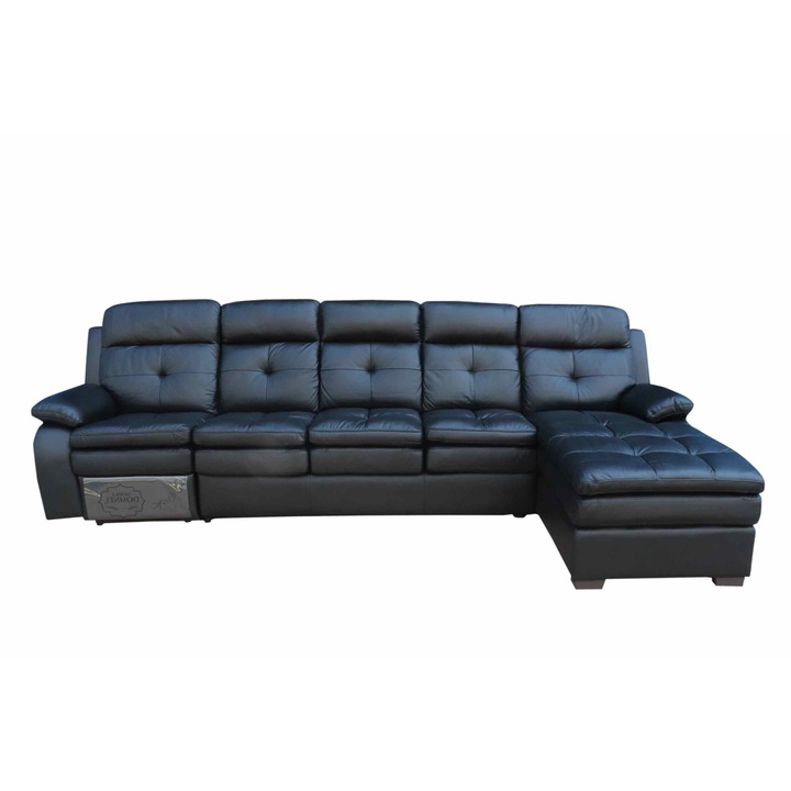 Coltar Md 2991, extensibil si cu recliner manual, Negru B-113, 8R, piele naturala suprafata de contact