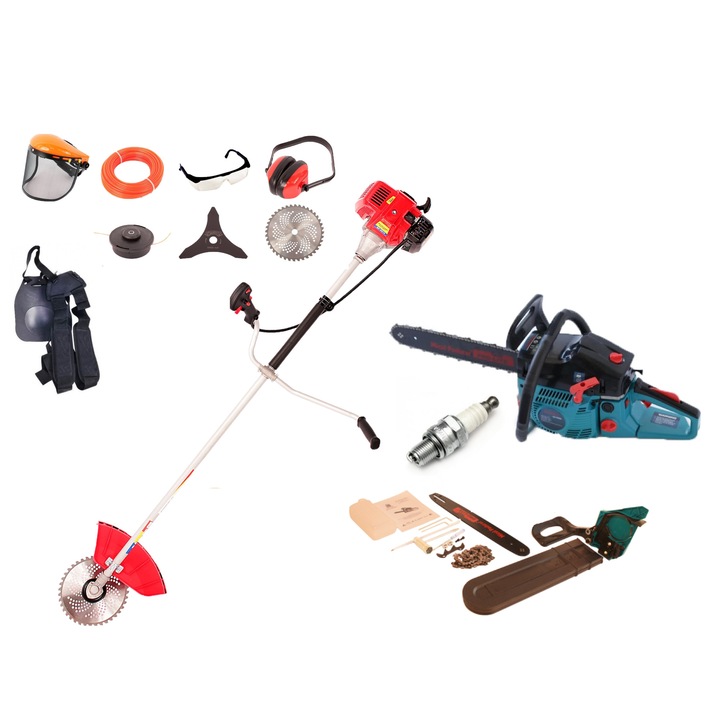 Set Micul Meserias Motocoasa 4.6 CP + Drujba 3 CP - Micul Padurar si Bujie de Rezerva