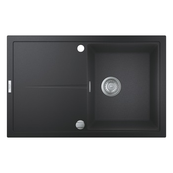 Chiuveta compozit Grohe K400 31639AP0, 780x500 mm, reversibil, montare pe blat, evacuare automata, Kit montaj si evacuare inclus, Negru granit Chiuveta compozit Grohe K400 31639AP0, 780x500 mm, reversibil, montare pe blat, evacuare automata, Kit montaj si evacuare inclus, Negru granit