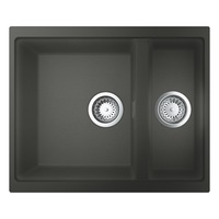 Chiuveta compozit Grohe K500 31648AT0, 555x460 mm, reversibil, 2 boluri, montare pe/sub blat, evacuare manuala, Kit montaj si evacuare inclus, Antracit granit
