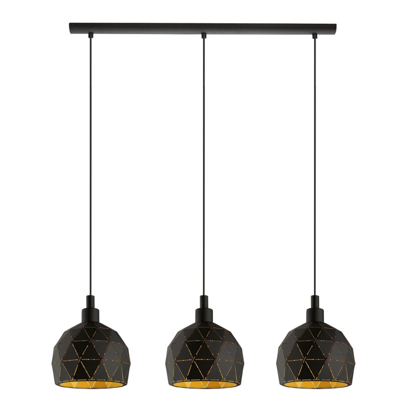 Lustra ROCCAFORTE, EGLO, 3xE14, otel, negru, auriu, 110 x 75 x 17 cm