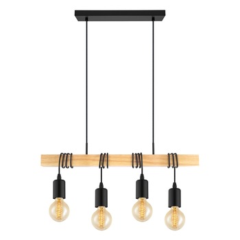 Pendul vintage Townshend, EGLO, E27, 4x60W, otel, lemn, negru, maro, 110 x 70 x 10.5 cm, inaltime reglabila Pendul vintage Townshend, EGLO, E27, 4x60W, otel, lemn, negru, maro, 110 x 70 x 10.5 cm, inaltime reglabila