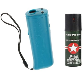 Pachet de autoaparare K9-2Ac format din Aparat cu ultrasunete impotriva cainilor agresivi, lanterna, functie de dresaj si Spray paralizant, Globalport Retail®l Pachet de autoaparare K9-2Ac format din Aparat cu ultrasunete impotriva cainilor agresivi, lanterna, functie de dresaj si Spray paralizant, Globalport Retail®l