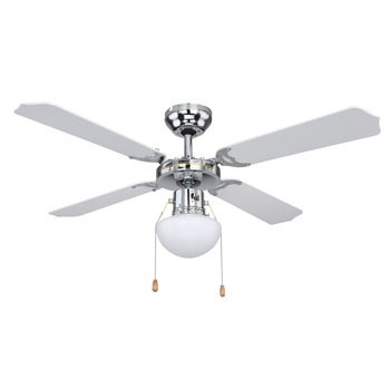 Ventilator chrom, Globo, 0309CSW, MDF, 3 viteze, 2 directii, Intrerupator cu lant, Motor 50W, 1xE27, 60W 230V, 1066 x 415 mm, Negru/Alb Ventilator chrom, Globo, 0309CSW, MDF, 3 viteze, 2 directii, Intrerupator cu lant, Motor 50W, 1xE27, 60W 230V, 1066 x 415 mm, Negru/Alb