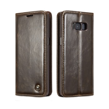 Husa piele fina, tip portofel, stand, inchidere magnetica, Samsung Galaxy S8 Plus - CaseMe, culoare Maro Coffee Husa piele fina, tip portofel, stand, inchidere magnetica, Samsung Galaxy S8 Plus - CaseMe, culoare Maro Coffee