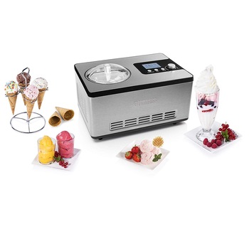 Aparat de inghetata cu compresor Princess 282604 Deluxe, Timer, Panou digital, 180 W, Capacitate 2 L, Inox/Negru Aparat de inghetata cu compresor Princess 282604 Deluxe, Timer, Panou digital, 180 W, Capacitate 2 L, Inox/Negru