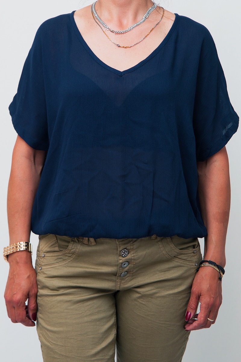 Bluza din voal Sisters Point,bleumarin, 38