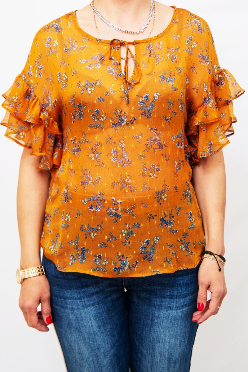 Bluza cu model floral Sisters Point, Galben