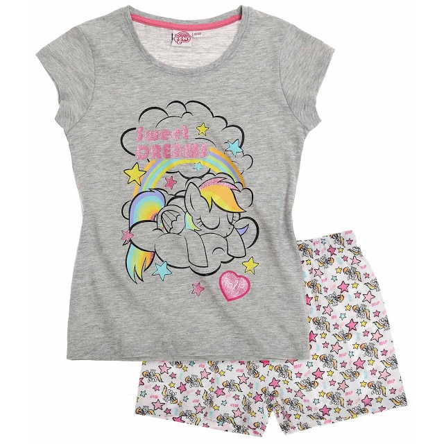 Pijama de vara My Little Pony gri/alb, 104 cm, 4 ani