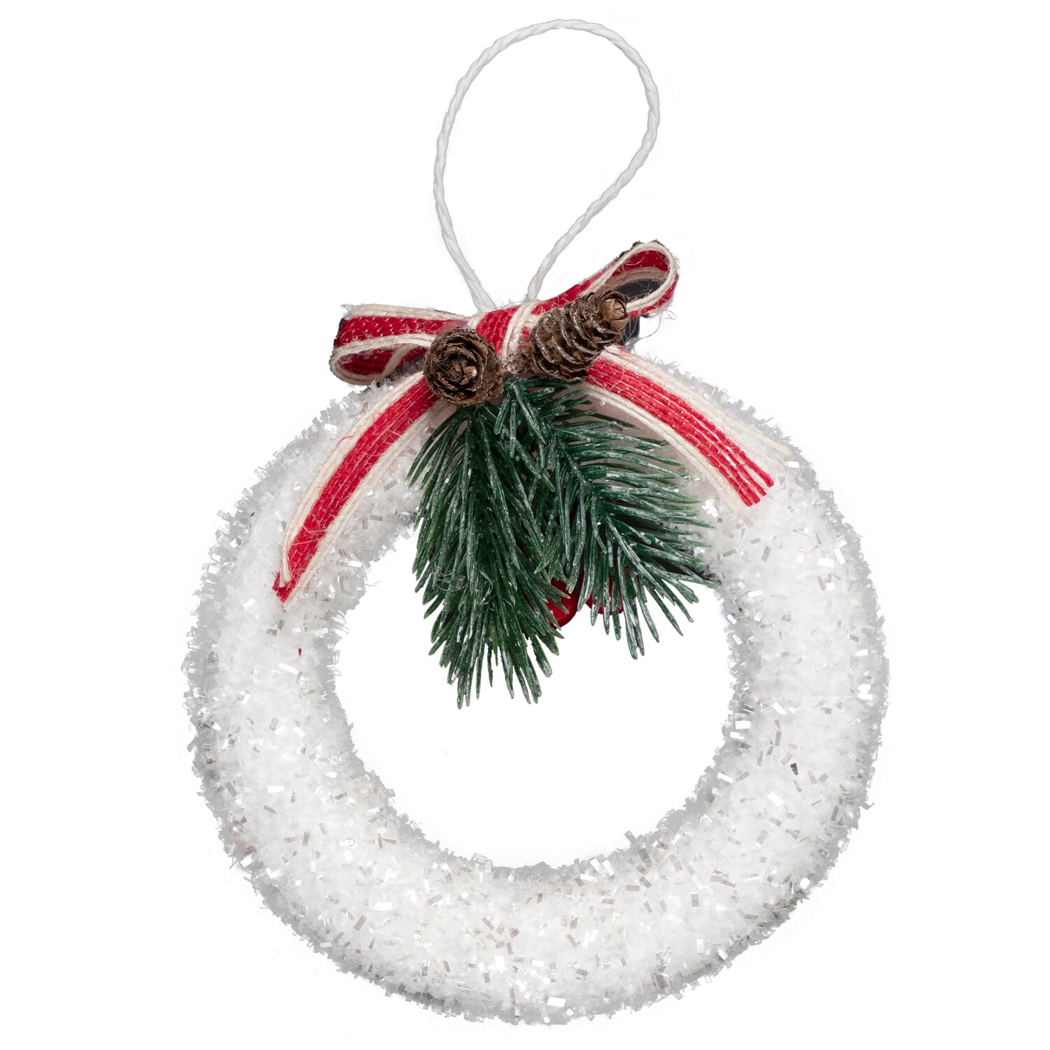 Decoratiune Xmas Holly inel alb 13x12 cm