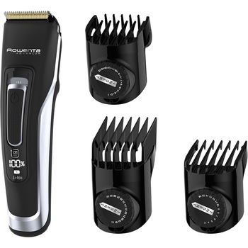 Aparat de tuns Rowenta Advancer TN5240F0, 2 piepteni, 0.5-30 mm, LCD, Lithium-Ion, Negru/Argintiu Aparat de tuns Rowenta Advancer TN5240F0, 2 piepteni, 0.5-30 mm, LCD, Lithium-Ion, Negru/Argintiu