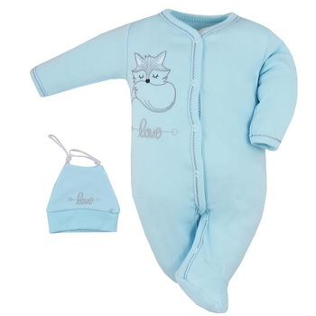 Salopeta cu maneca lunga si caciula pentru baieti Koala Fox Love 07-604A, Albastru Salopeta cu maneca lunga si caciula pentru baieti Koala Fox Love 07-604A, Albastru