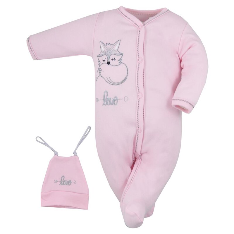 Salopeta cu maneca lunga si caciula pentru bebelusi Fox Love Koala 07-604R, Multicolor, 56