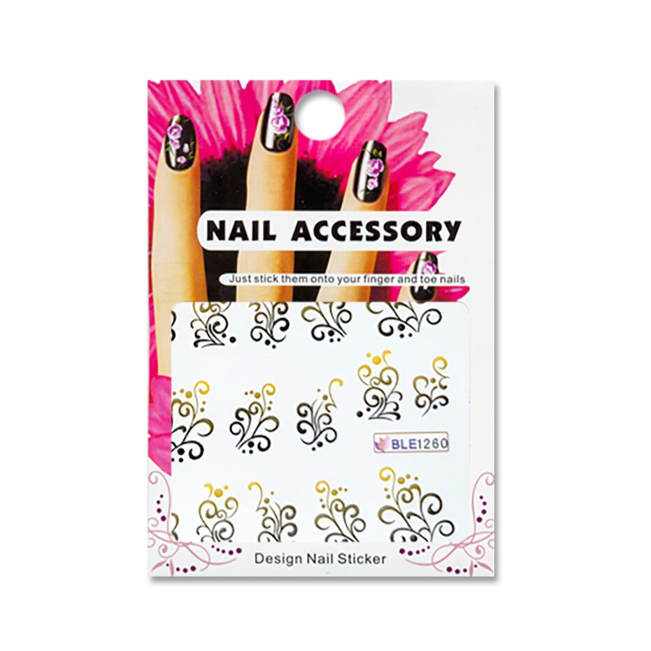 Tatuaj sticker cu efect acrilic pentru decor unghii BLE1260, MoonbasaNails, Multicolor