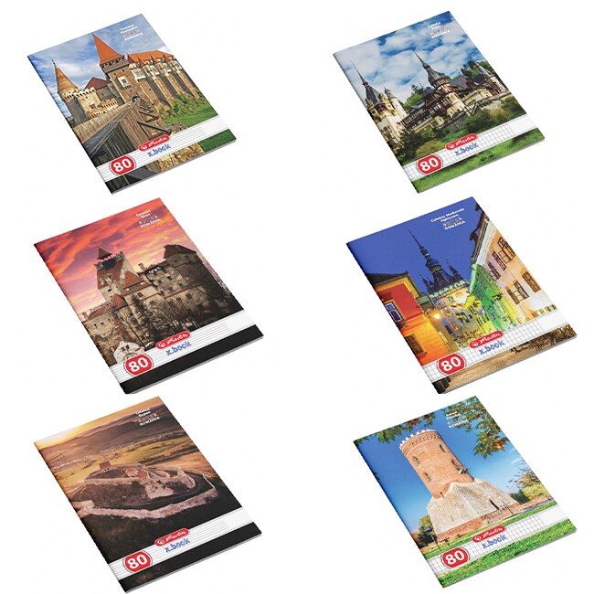 Set caiete Herlitz Romania A4, 5 Dictando + 5 Matematica, 80 File