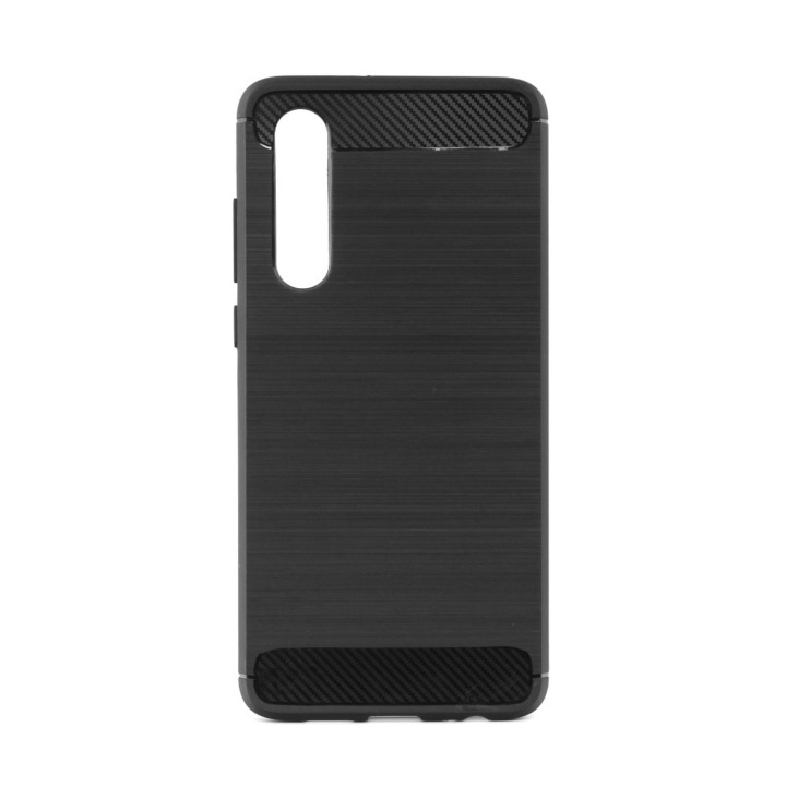 Huawei P40 Forcell Carbon karbonmintás szilikon telefontok, Fekete