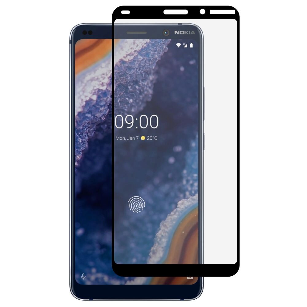 Folie Sticla 3MK HardGlass Max pentru Nokia 9 Pure View, 3D, Full Cover (Acopera Tot Ecranul), Negru