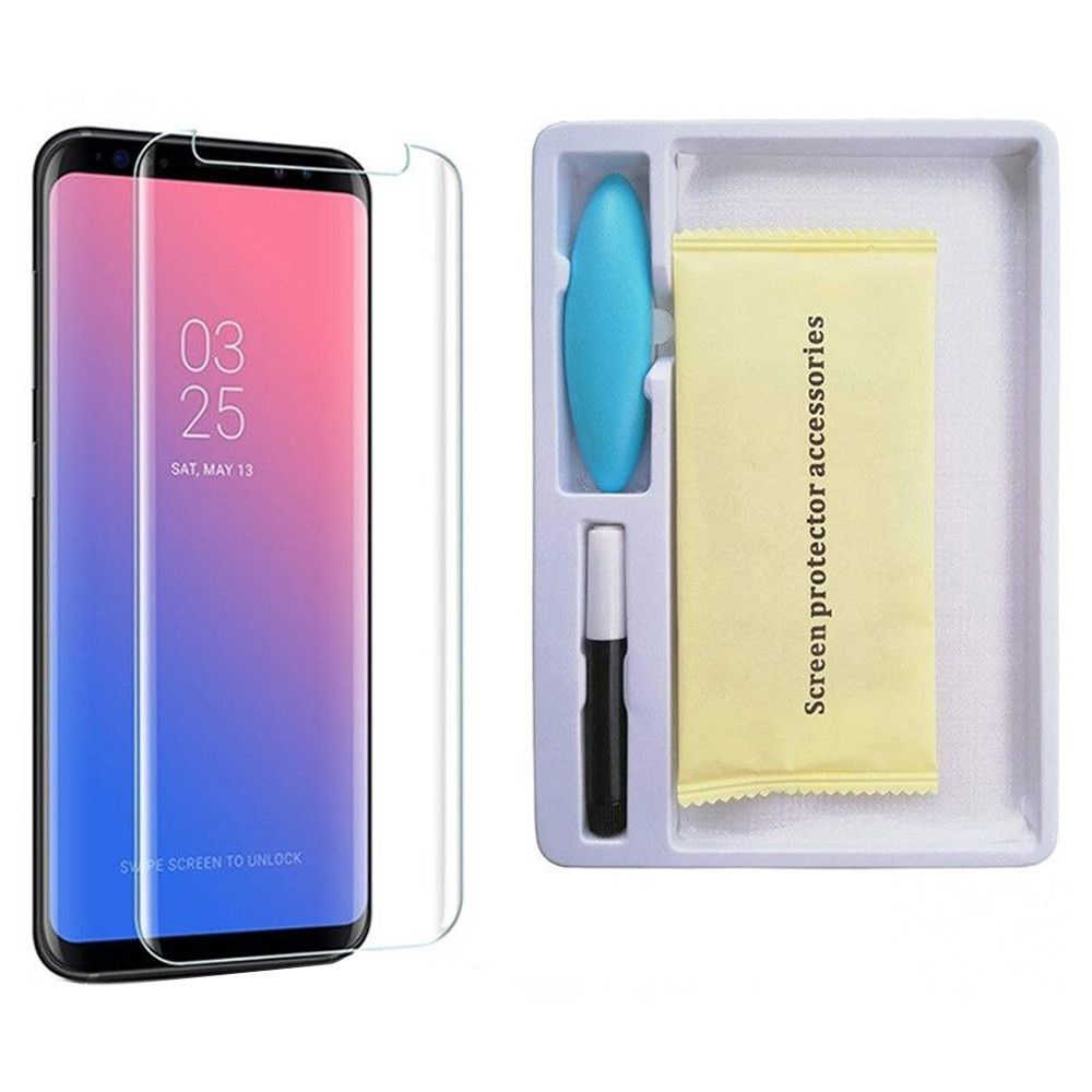 Folie Sticla Securizata compatibila Samsung Galaxy S8 lichid UV si instructiuni montare in limba romana