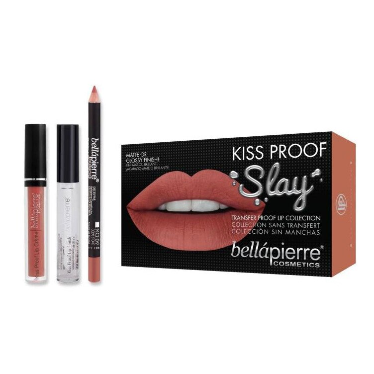 Set Rezistent la Transfer pentru Buze, Bellapierre Kiss Proof Slay, Transfer Lip Collection, Coral Stone