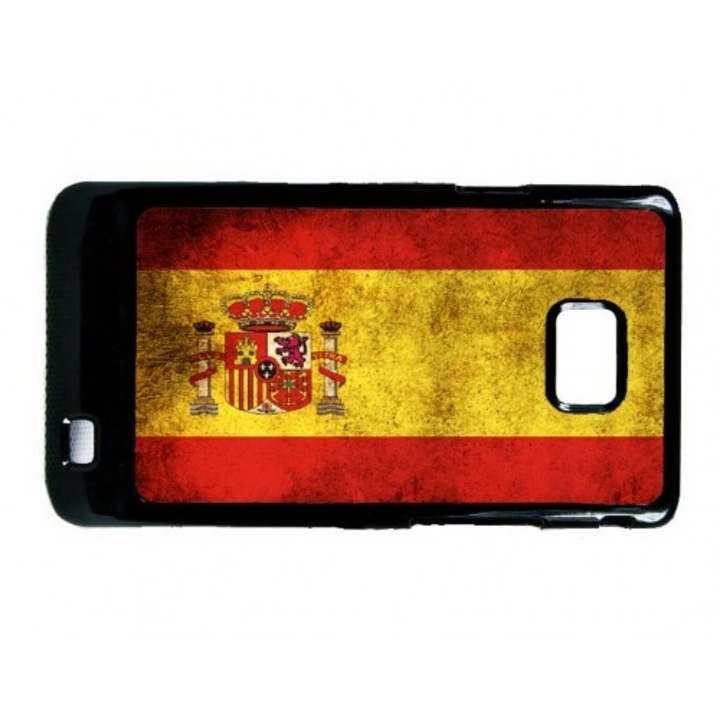 Spanyolország zászlaja - Samsung Galaxy S2 tok, fekete kerettel, műanyag