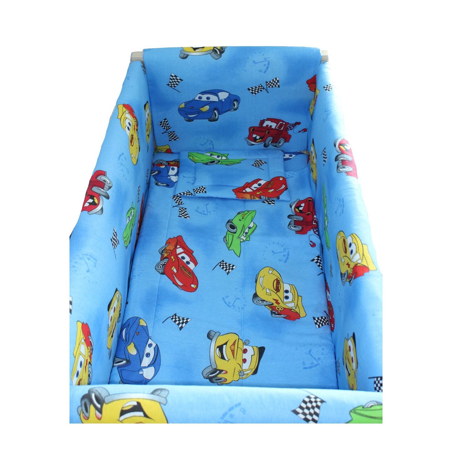 Lenjerie patut 7 piese, Maxi, Cars, albastru, 120x60cm