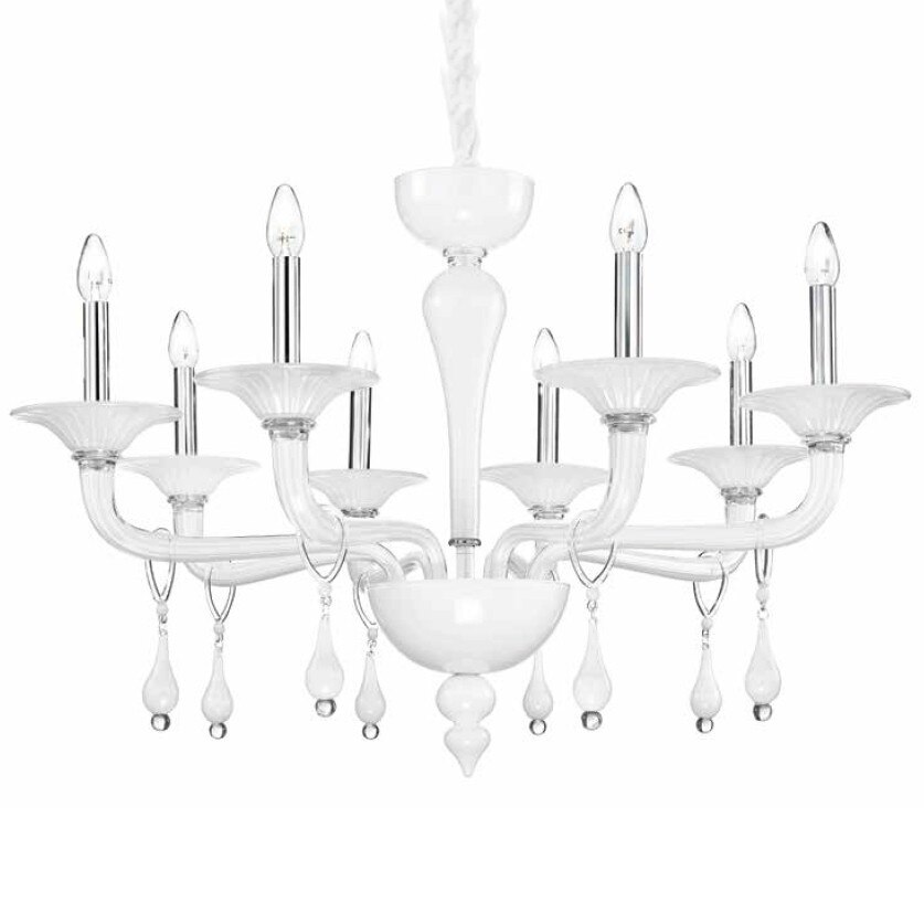 Lustra,Miramare SP8,IDEAL LUX,sticla ,alb