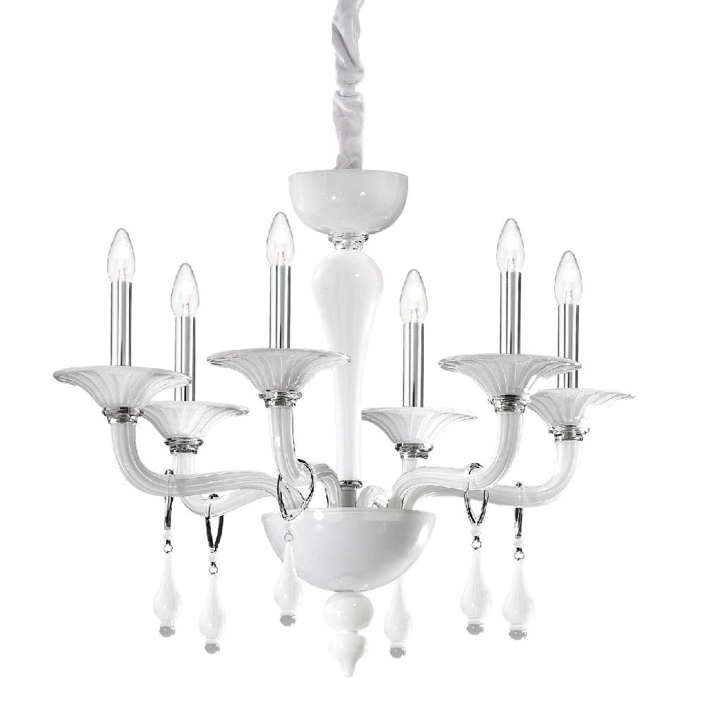 Lustra,Miramare SP6,IDEAL LUX,sticla ,alb