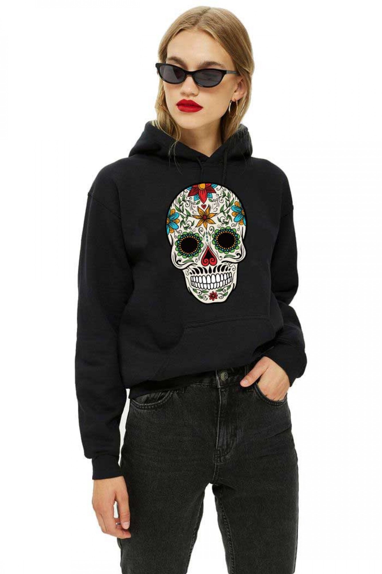Hanorac dama negru - Sugar Skull