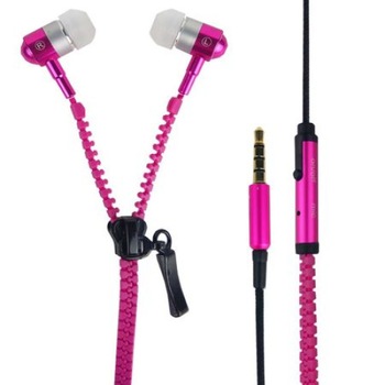 Casti Audio Premium Deluxe Bass Boost System 3.5mm, cu Fermoar, in-ear cu Microfon, Roz Casti Audio Premium Deluxe Bass Boost System 3.5mm, cu Fermoar, in-ear cu Microfon, Roz