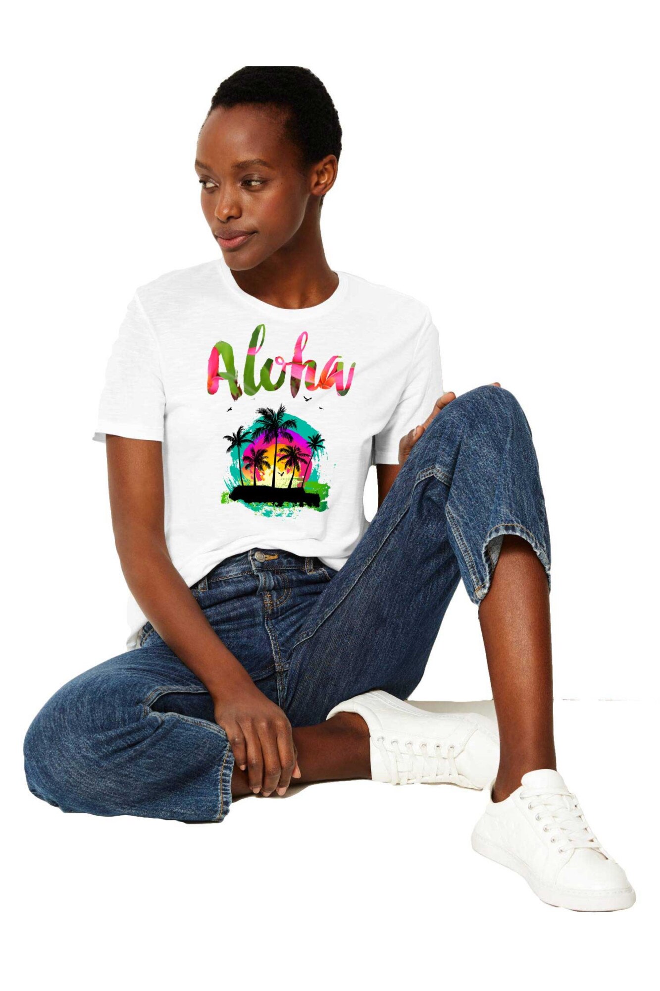 Tricou dama alb - Aloha