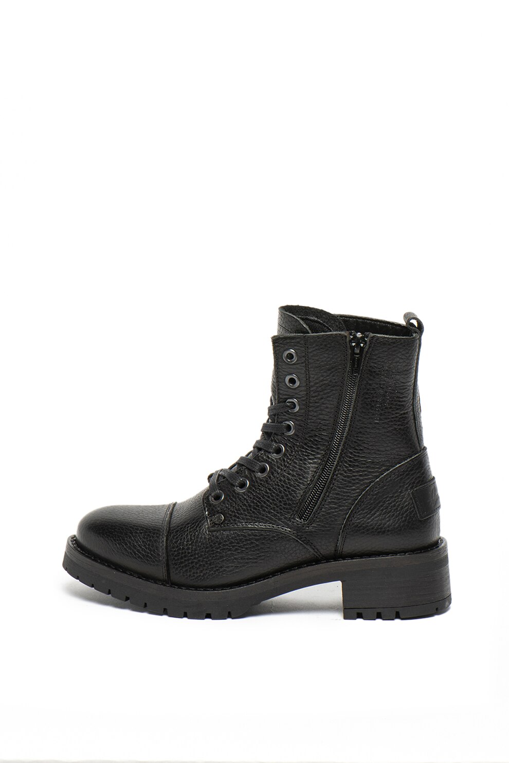 Bullboxer, Ghete de piele cu toc masiv, Negru, 40