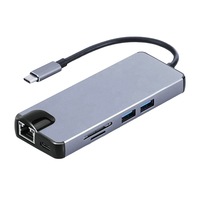 adaptor multiport hub 8 in 1 usb type-c techdelivery td-ubc39 porturi ethernet hdmi vga usb usb-c card reader compatibil thunderbolt 3 imagen 56_0_
0