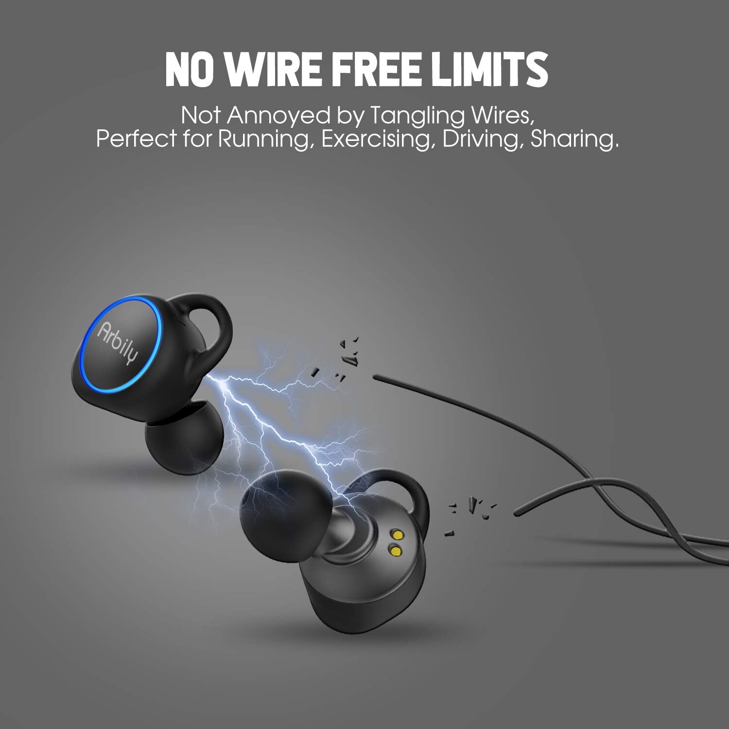 Casti fara fir wireless earbuds Arbily Bluetooth 5.0 cu cutie