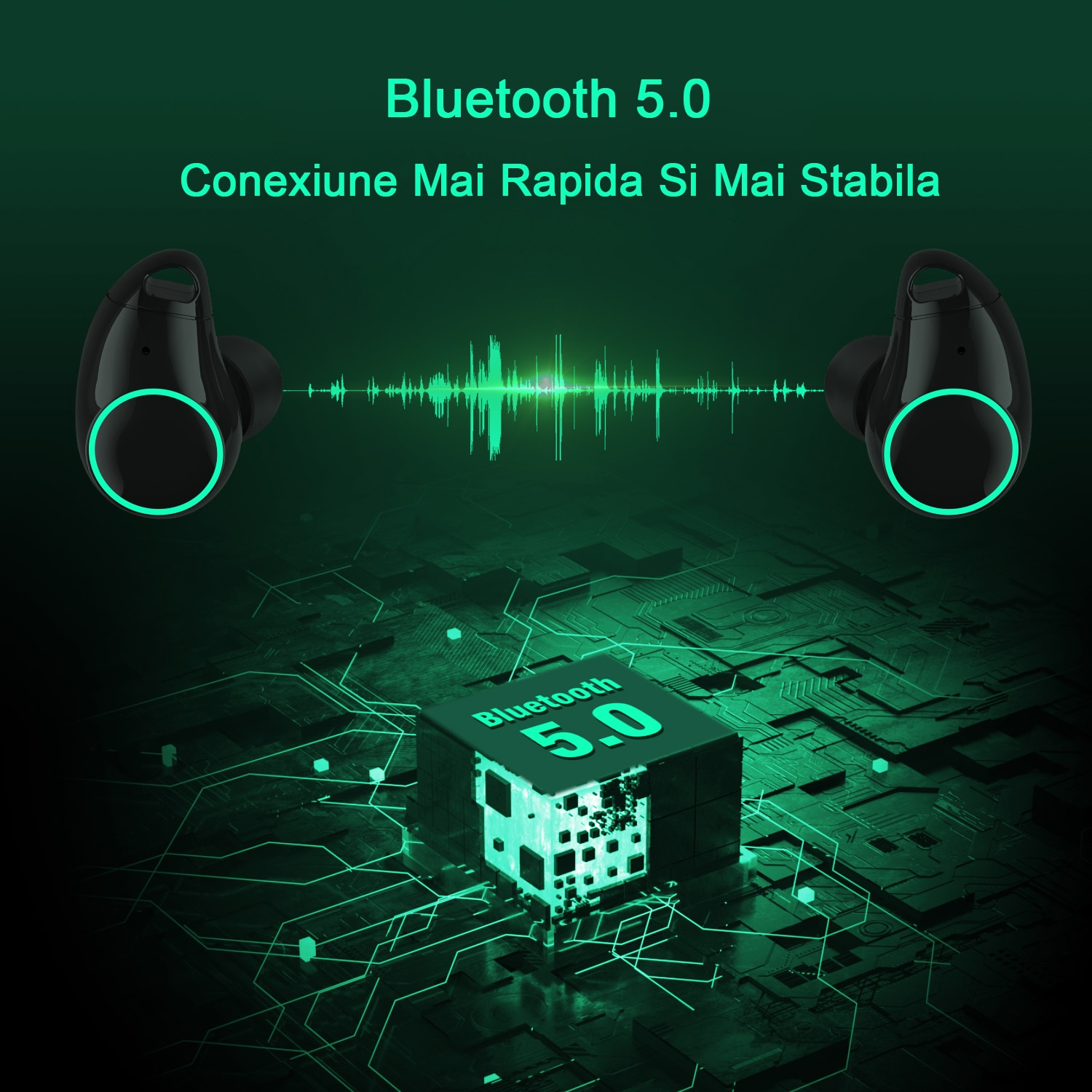 Casti Bluetooth 5.0 Arbily I19 Wireless Fara fir Earbuds Touch Control IPX7 Rezistent la Apa Carcasa de incarcare 3000mAH cu microfon pentru