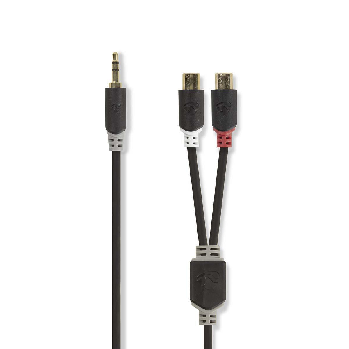 Cablu audio cu adaptor Nedis 3.5mm stereo tata - 2xRCA tata 0.2m