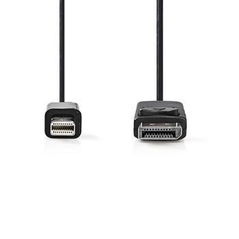 Cablu Mini DisplayPort tata - DisplayPort tata 2m negru, Nedis Cablu Mini DisplayPort tata - DisplayPort tata 2m negru, Nedis